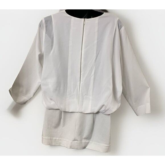 CABI White Indulge Peplum Waist Medium Overlay Blouse Top 3/4 Sleeve Office Work - Picture 4 of 10
